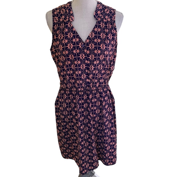 41 Hawthorn Stitch Fix Peach/Navy Blue Geometric Sleeveless Dress M - Picture 1 of 10